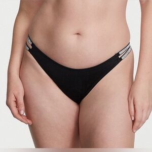 Victoria's Secret Black -Double Shine Strap -Brazilian Bikini Bottom only!!